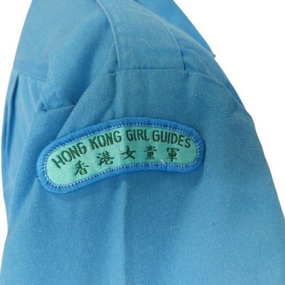 Vintage Hong Kong Girl Guides Uniform Dress Size M Blue 1970's Schoolgirl Scouts - Picture 2 of 12